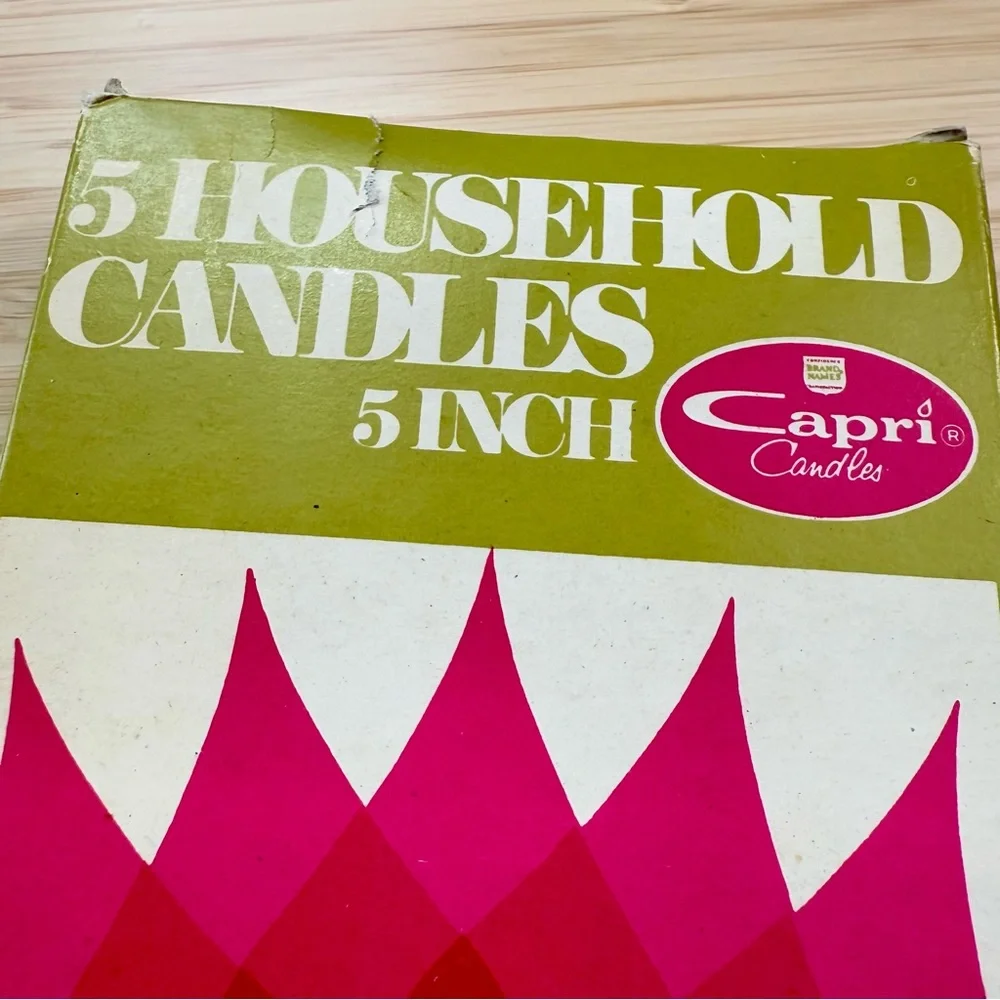 Vintage 1972 Capri Candle Co Household Candles 5” White Taper Pack of 5 No 3437